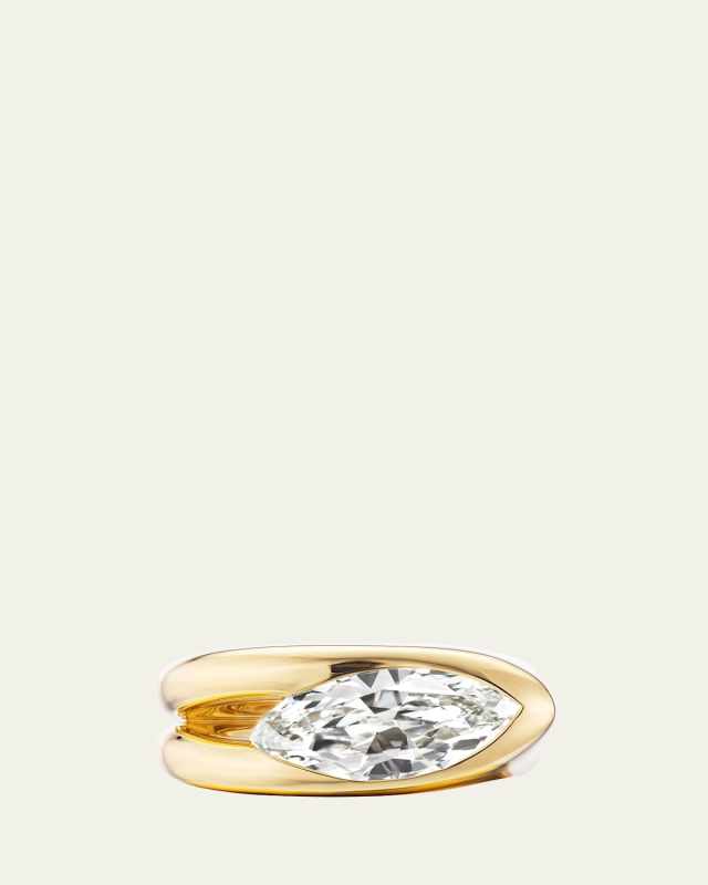 18K Yellow Gold Major Impact Marquise Diamond Statement Ring